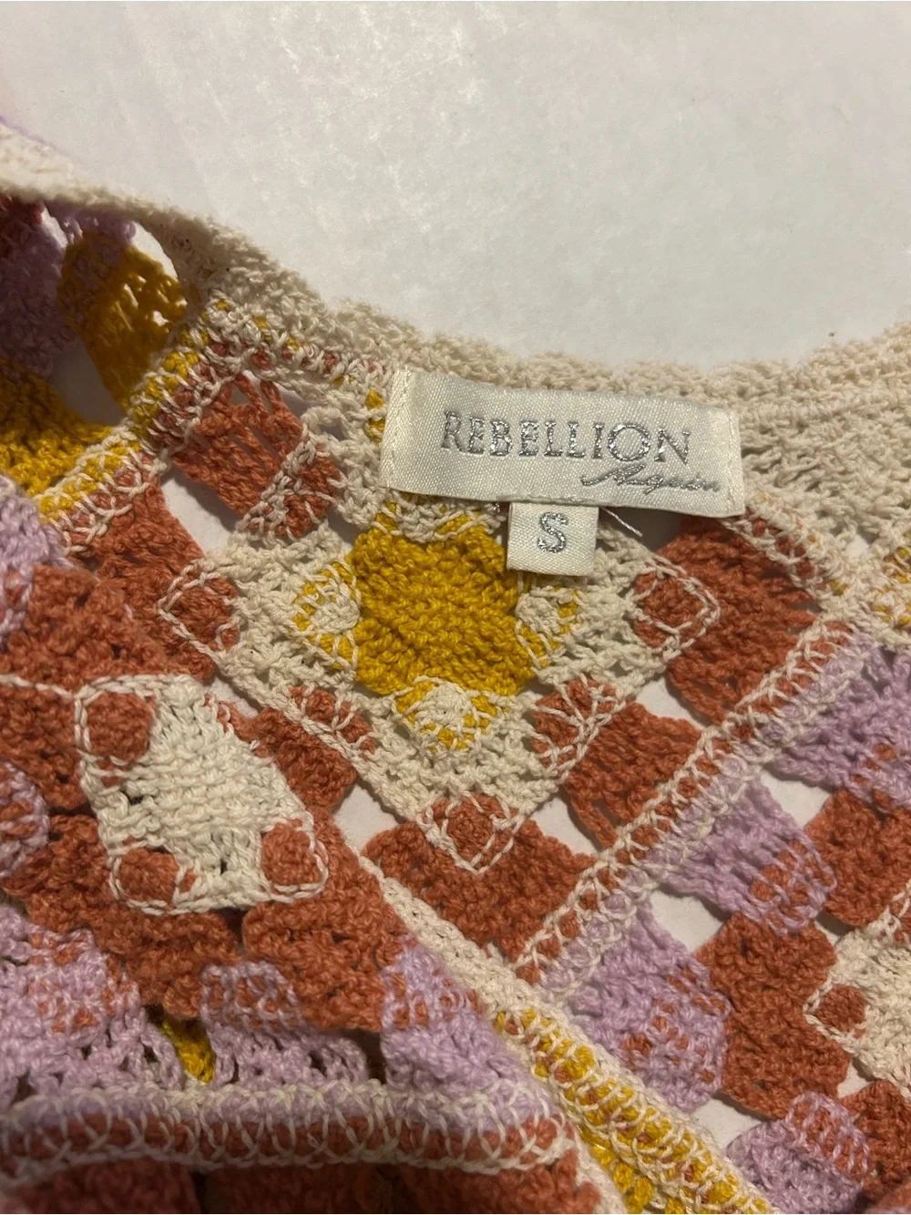 Boho Granny Square Crochet Tank Top S Rebellion Festival Beachy Boho Patchwork - Picture 8 of 12
